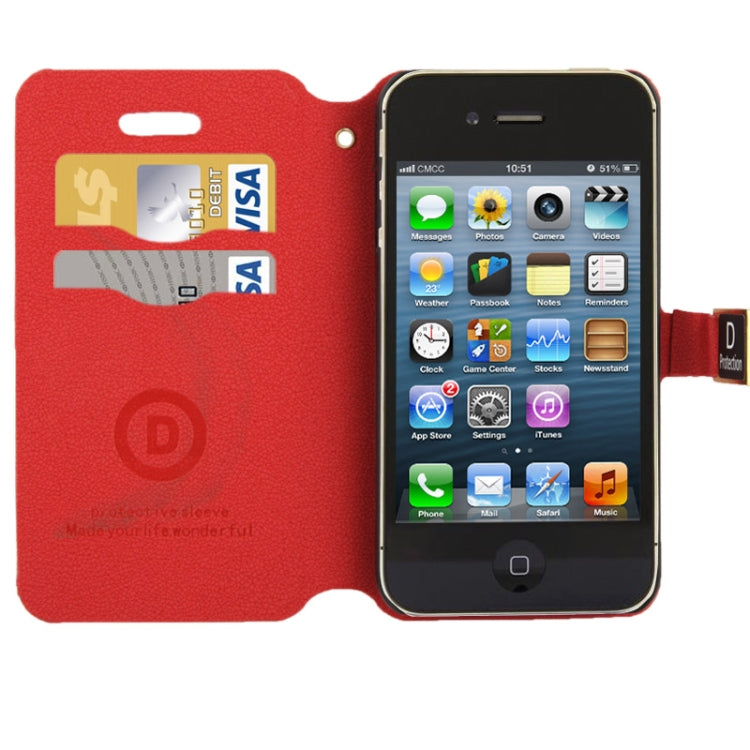 Gravel Texture Horizontal Flip Leather Case with Credit Card Slots & Holder for iPhone 4 & 4S