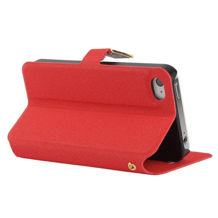 Gravel Texture Horizontal Flip Leather Case with Credit Card Slots & Holder for iPhone 4 & 4S