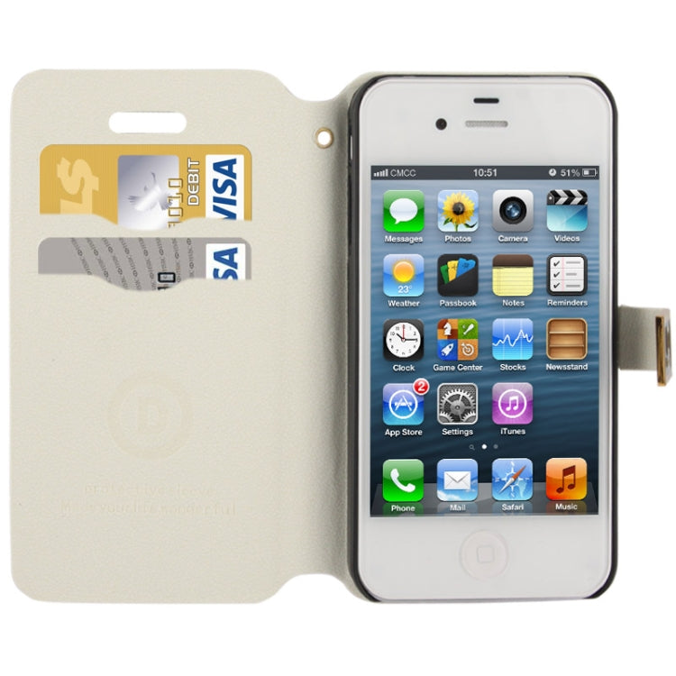Gravel Texture Horizontal Flip Leather Case with Credit Card Slots & Holder for iPhone 4 & 4S