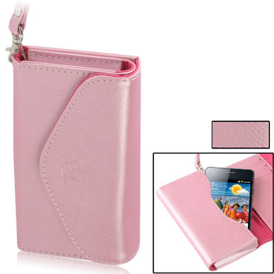 Fish Scale Texture Wallet Holster Leather Case with Grip for iPhone 4 & 4S / Other Less Than 4.3 inch Mobile Phone (Pink)