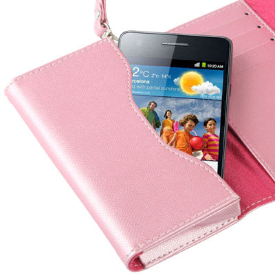 Fish Scale Texture Wallet Holster Leather Case with Grip for iPhone 4 & 4S / Other Less Than 4.3 inch Mobile Phone (Pink)
