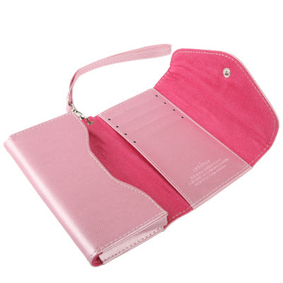 Fish Scale Texture Wallet Holster Leather Case with Grip for iPhone 4 & 4S / Other Less Than 4.3 inch Mobile Phone (Pink)