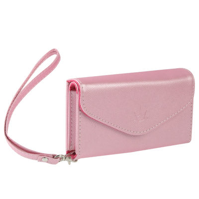 Fish Scale Texture Wallet Holster Leather Case with Grip for iPhone 4 & 4S / Other Less Than 4.3 inch Mobile Phone (Pink)