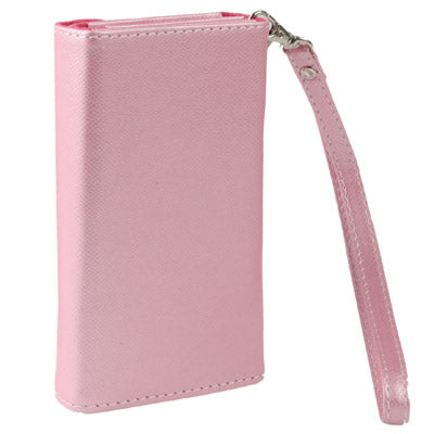 Fish Scale Texture Wallet Holster Leather Case with Grip for iPhone 4 & 4S / Other Less Than 4.3 inch Mobile Phone (Pink)