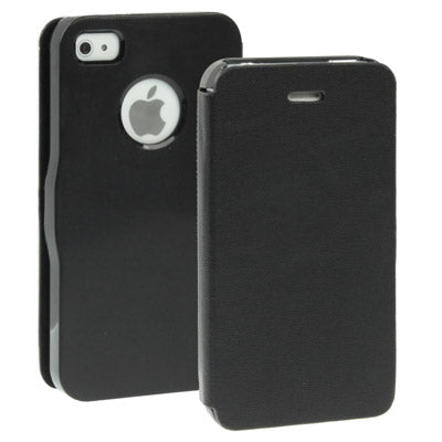 Leather + Plastic Ultra Slim Flip Case for iPhone 4 & 4S