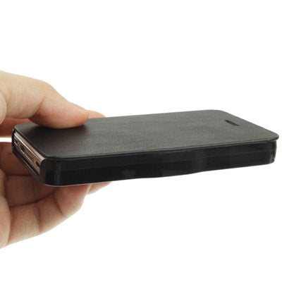 Leather + Plastic Ultra Slim Flip Case for iPhone 4 & 4S