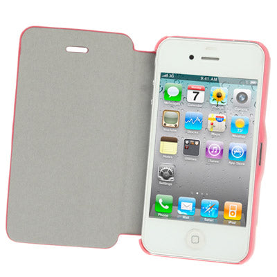 Leather + Plastic Ultra Slim Flip Case for iPhone 4 & 4S