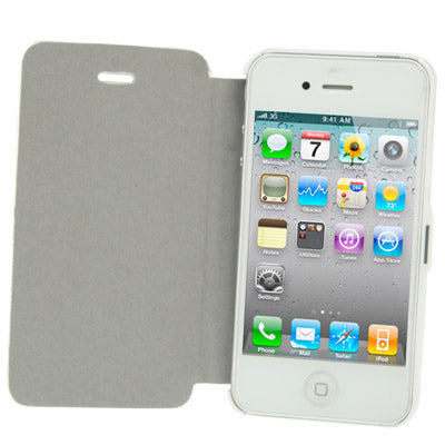 Leather + Plastic Ultra Slim Flip Case for iPhone 4 & 4S