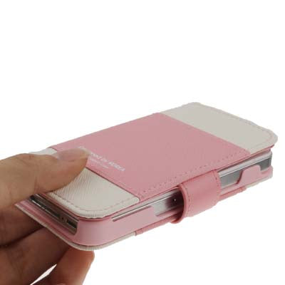 K.win Cross Texture Magnetic Buckle Flip Leather Case with Credit Card Slots & Holder for iPhone 4 & 4S