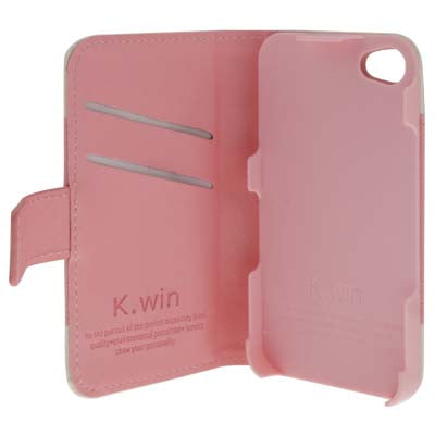K.win Cross Texture Magnetic Buckle Flip Leather Case with Credit Card Slots & Holder for iPhone 4 & 4S