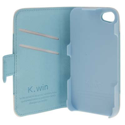 K.win Cross Texture Magnetic Buckle Flip Leather Case with Credit Card Slots & Holder for iPhone 4 & 4S