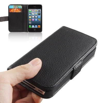 Litchi Texture Horizontal Flip Leather Case with Card Slots & Holder for iPhone 4 & 4S