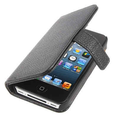 Litchi Texture Horizontal Flip Leather Case with Card Slots & Holder for iPhone 4 & 4S