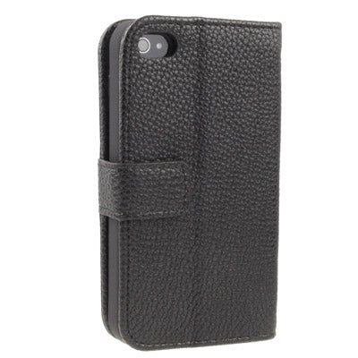 Litchi Texture Horizontal Flip Leather Case with Card Slots & Holder for iPhone 4 & 4S