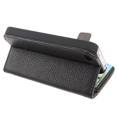 Litchi Texture Horizontal Flip Leather Case with Card Slots & Holder for iPhone 4 & 4S