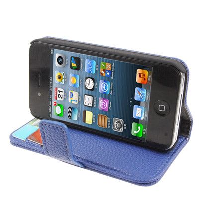 Litchi Texture Horizontal Flip Leather Case with Card Slots & Holder for iPhone 4 & 4S