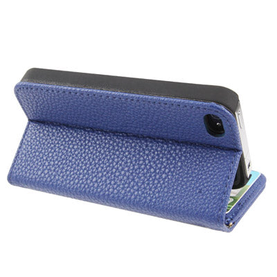 Litchi Texture Horizontal Flip Leather Case with Card Slots & Holder for iPhone 4 & 4S