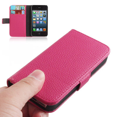 Litchi Texture Horizontal Flip Leather Case with Card Slots & Holder for iPhone 4 & 4S