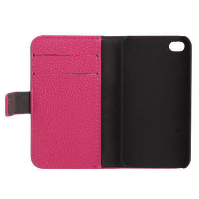 Litchi Texture Horizontal Flip Leather Case with Card Slots & Holder for iPhone 4 & 4S