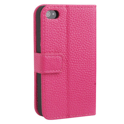 Litchi Texture Horizontal Flip Leather Case with Card Slots & Holder for iPhone 4 & 4S