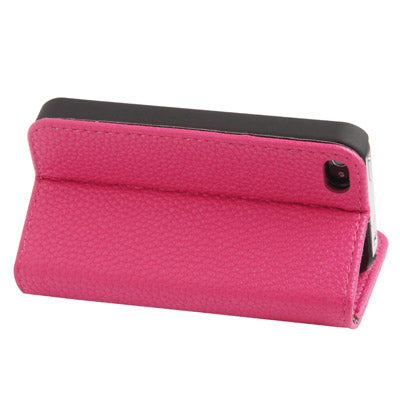 Litchi Texture Horizontal Flip Leather Case with Card Slots & Holder for iPhone 4 & 4S