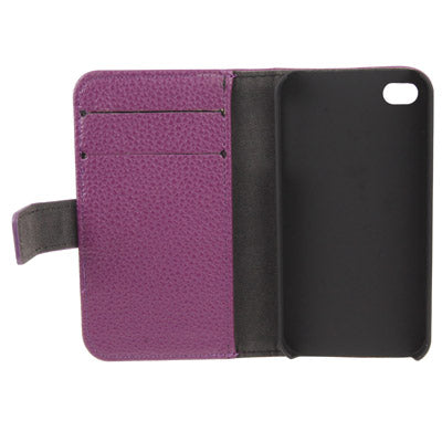 Litchi Texture Horizontal Flip Leather Case with Card Slots & Holder for iPhone 4 & 4S