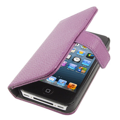 Litchi Texture Horizontal Flip Leather Case with Card Slots & Holder for iPhone 4 & 4S