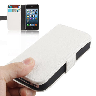 Litchi Texture Horizontal Flip Leather Case with Card Slots & Holder for iPhone 4 & 4S