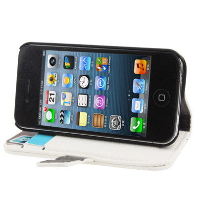 Litchi Texture Horizontal Flip Leather Case with Card Slots & Holder for iPhone 4 & 4S