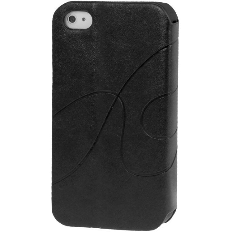 Embossing Pattern Flip Leather Case with Holder & Suction Cup for iPhone 4 & 4S