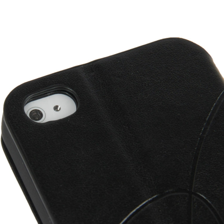 Embossing Pattern Flip Leather Case with Holder & Suction Cup for iPhone 4 & 4S
