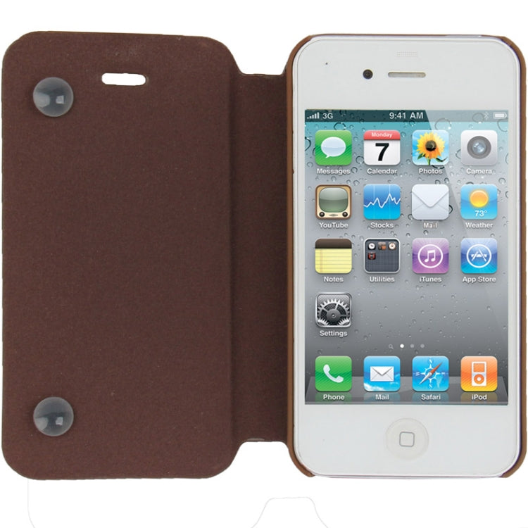 Embossing Pattern Flip Leather Case with Holder & Suction Cup for iPhone 4 & 4S