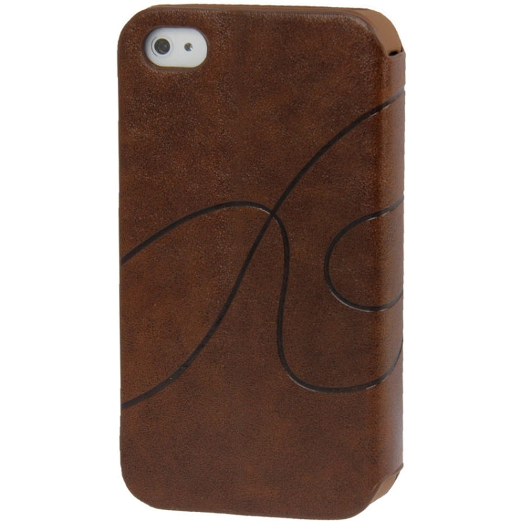 Embossing Pattern Flip Leather Case with Holder & Suction Cup for iPhone 4 & 4S