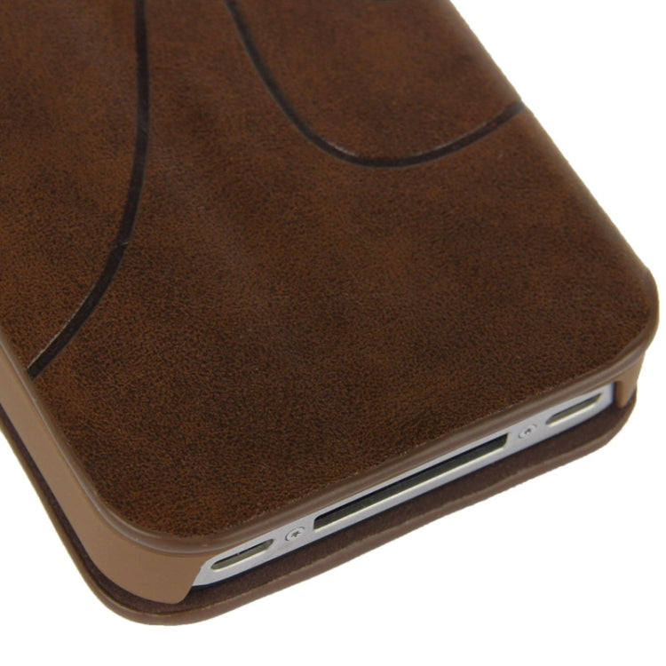 Embossing Pattern Flip Leather Case with Holder & Suction Cup for iPhone 4 & 4S