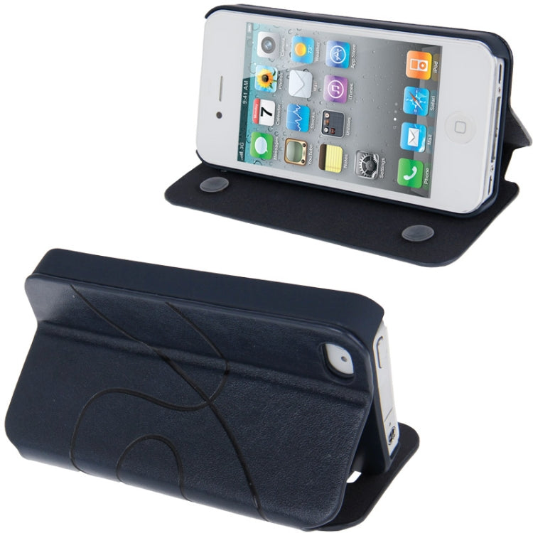 Embossing Pattern Flip Leather Case with Holder & Suction Cup for iPhone 4 & 4S