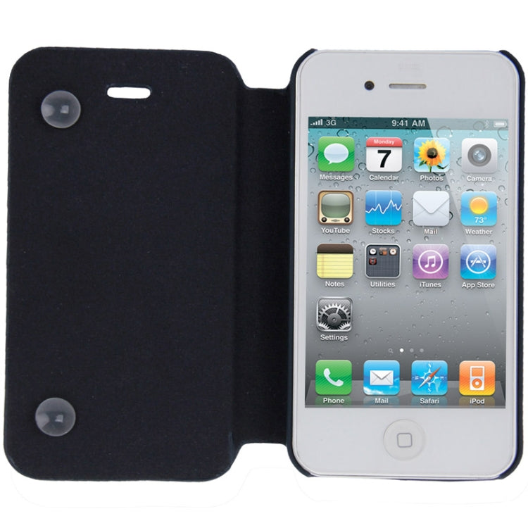 Embossing Pattern Flip Leather Case with Holder & Suction Cup for iPhone 4 & 4S