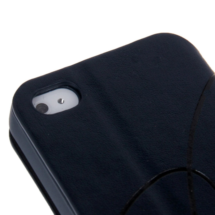 Embossing Pattern Flip Leather Case with Holder & Suction Cup for iPhone 4 & 4S