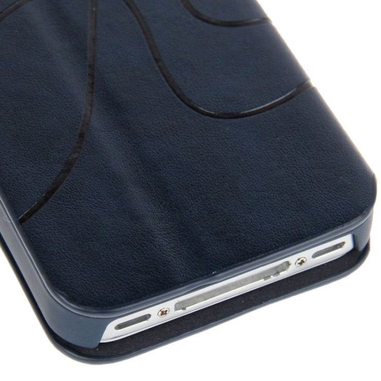 Embossing Pattern Flip Leather Case with Holder & Suction Cup for iPhone 4 & 4S