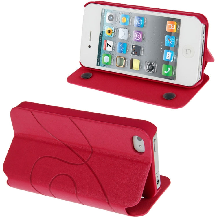 Embossing Pattern Flip Leather Case with Holder & Suction Cup for iPhone 4 & 4S
