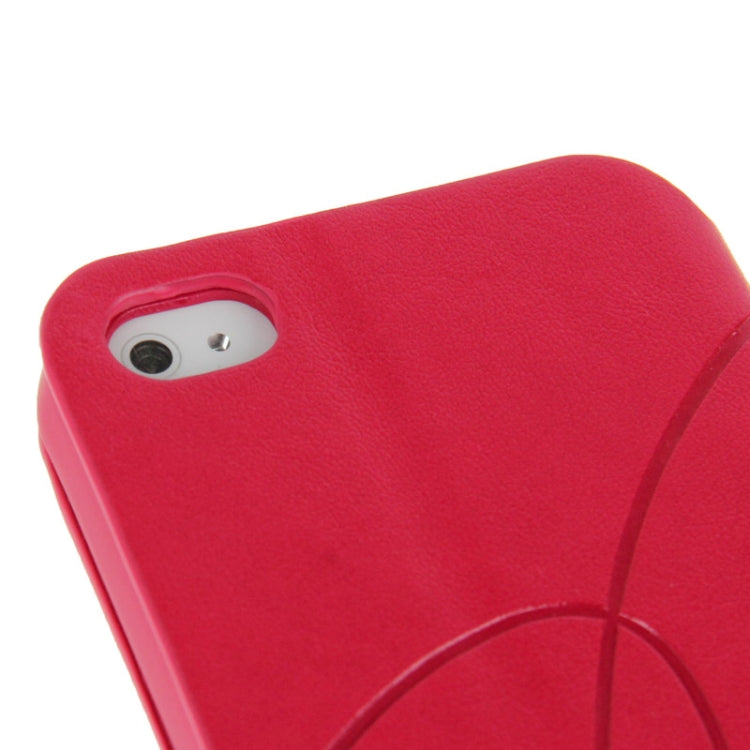 Embossing Pattern Flip Leather Case with Holder & Suction Cup for iPhone 4 & 4S
