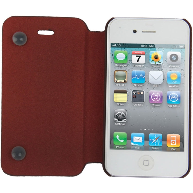 Embossing Pattern Flip Leather Case with Holder & Suction Cup for iPhone 4 & 4S