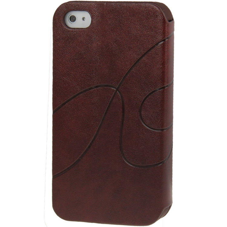 Embossing Pattern Flip Leather Case with Holder & Suction Cup for iPhone 4 & 4S