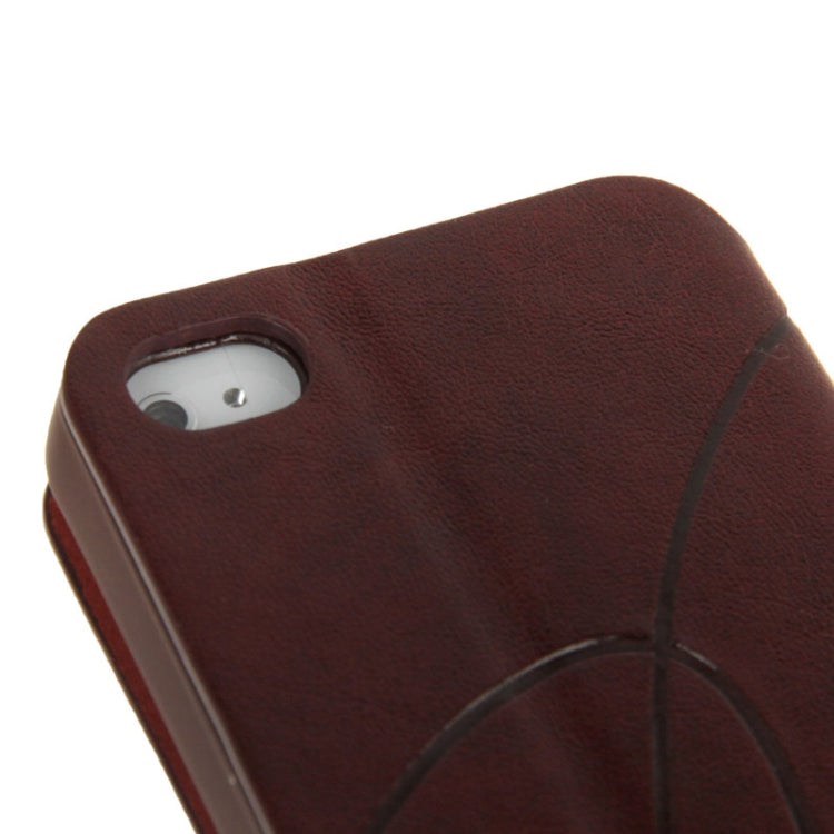 Embossing Pattern Flip Leather Case with Holder & Suction Cup for iPhone 4 & 4S
