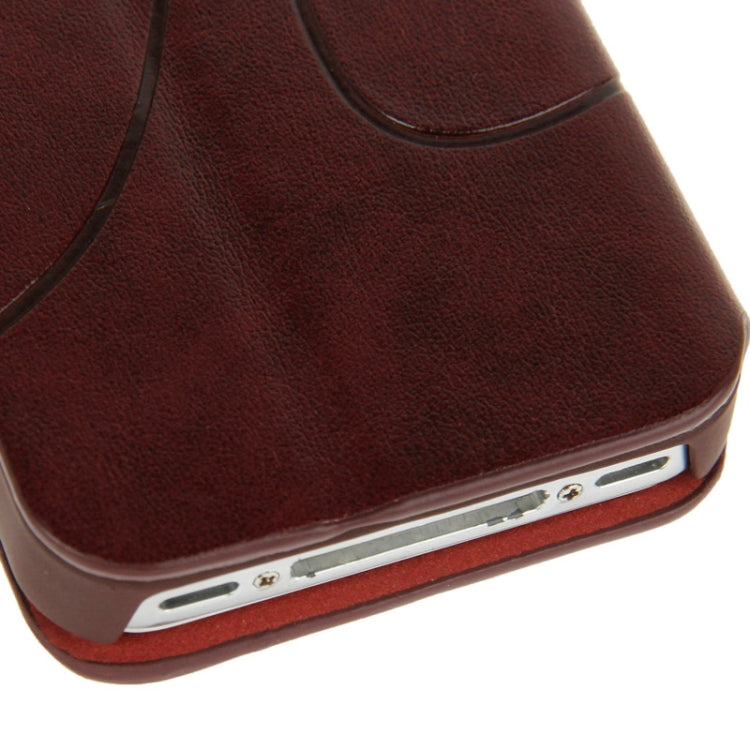 Embossing Pattern Flip Leather Case with Holder & Suction Cup for iPhone 4 & 4S