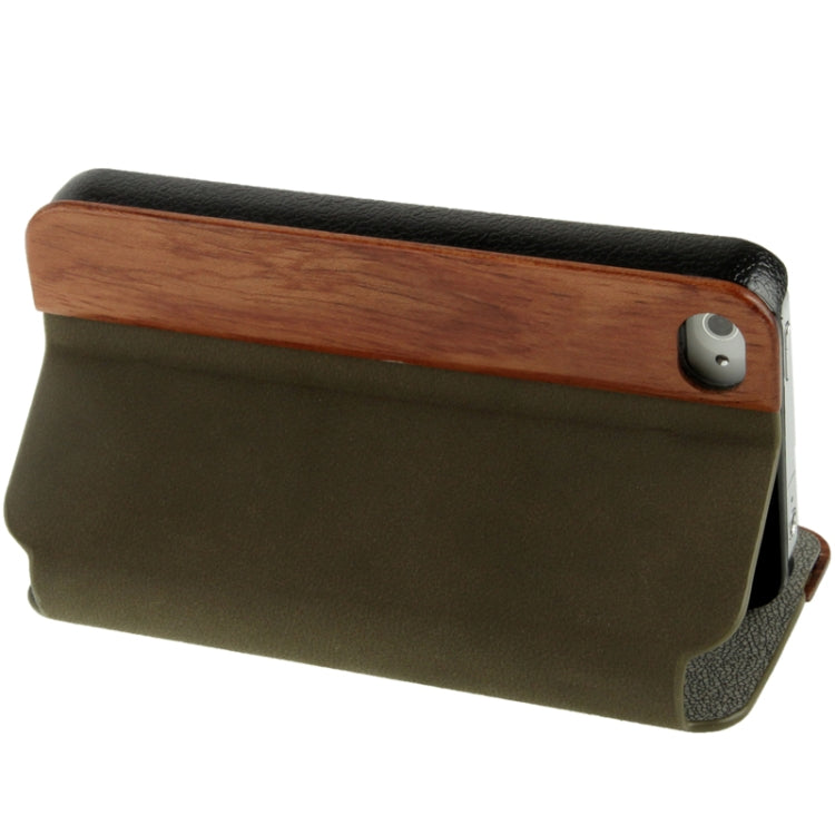 Cherry  Wood Magnet Patch Frosting Horizontal Flip Leather Case with Holder for iPhone 4 & 4S