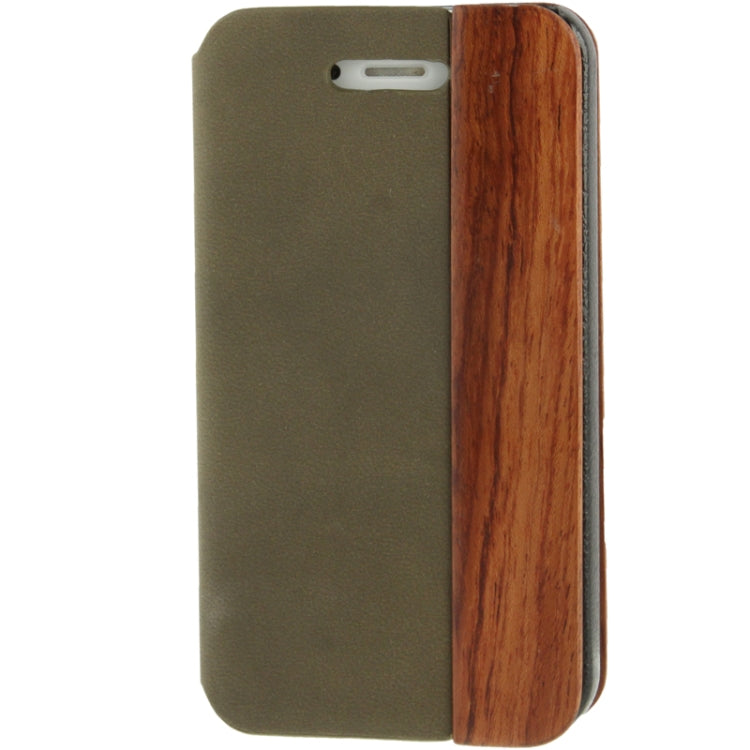 Cherry  Wood Magnet Patch Frosting Horizontal Flip Leather Case with Holder for iPhone 4 & 4S