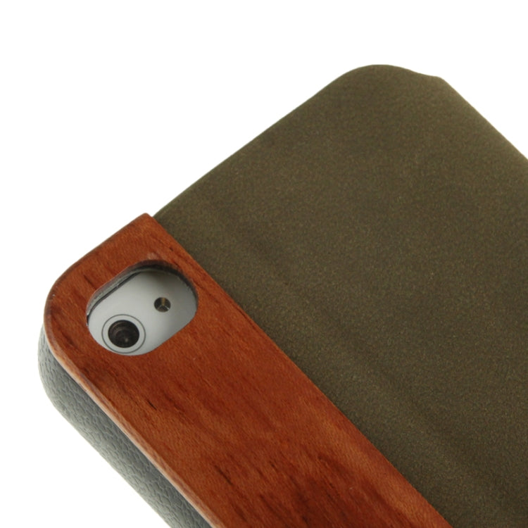 Cherry  Wood Magnet Patch Frosting Horizontal Flip Leather Case with Holder for iPhone 4 & 4S