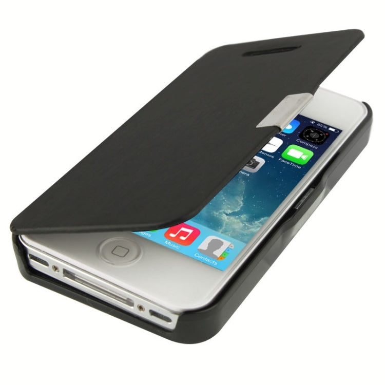 Brush Texture Flip Leather Case with Magnet for iPhone 4 & 4S