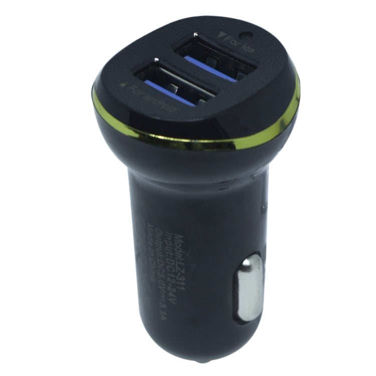LZ-311 Round Dual USB Ports Car Charger, Compatible with Android and IOS
