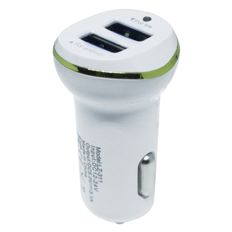 LZ-311 Round Dual USB Ports Car Charger, Compatible with Android and IOS